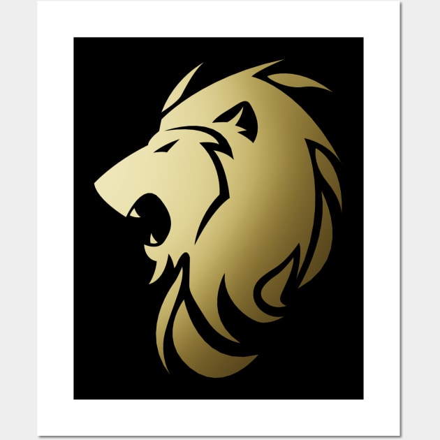 Iconic Lion in Gold Wall Art by graphicfire